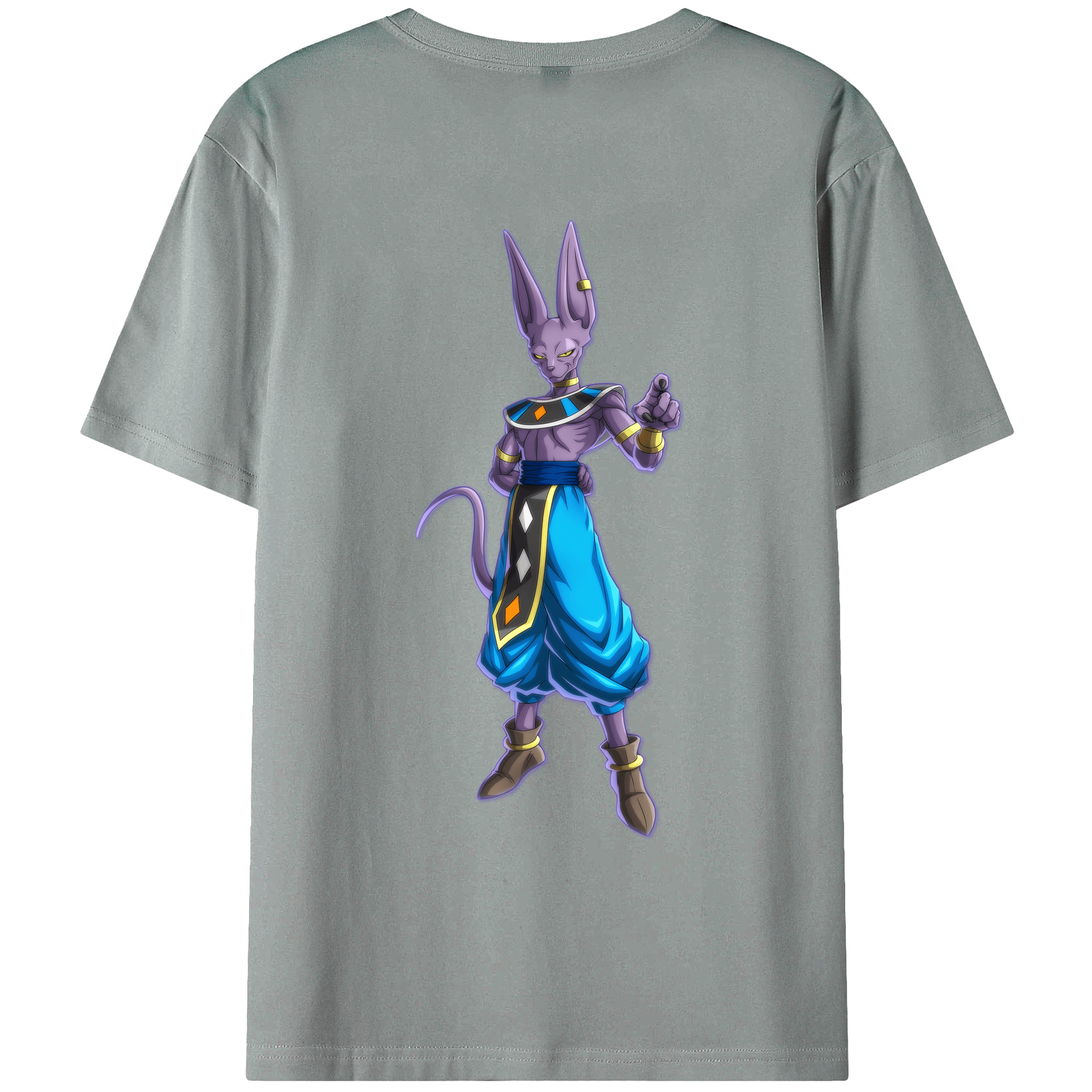 （画像用） ドラゴンボール ビルス 破壊神ビルス DRAGON BALL Beerus Birusu 綿100％ メンズ半袖Tシャツ（バックプリント） 通気性
